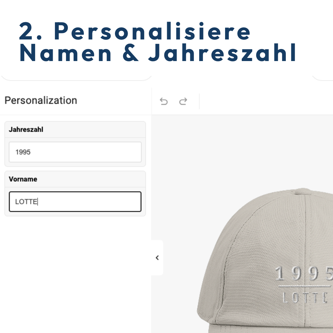 Personalisierte Cap »Name & Geburtsjahr«